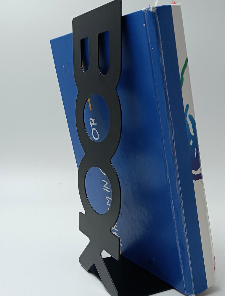 mauros metallikos vivliostatis book stand gia vivlia