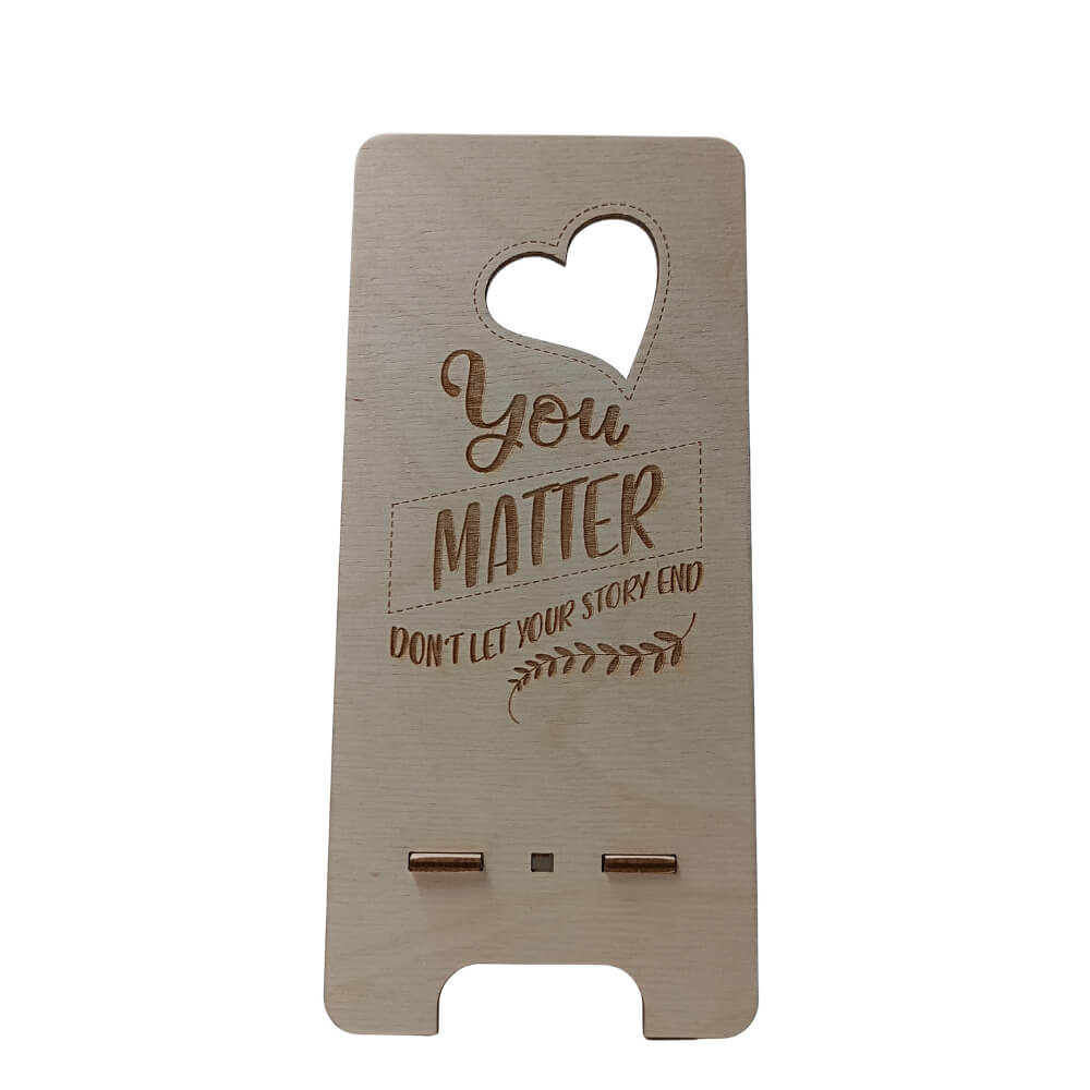 Ξύλινο σταντ κινητού You Matter δύο τεμαχίων με αποσπώμενη βάση