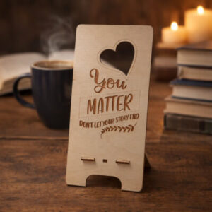 Ξύλινη βάση κινητού You Matter σε cozy ατμοσφαιρικό φόντο